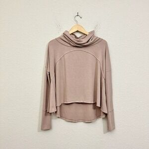 FREE PEOPLE WE THE FREE Cozy Time Funnel Neck Top in Chocolate